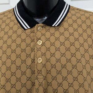 Gucci Polo Shirt Men's  Slim Designer Made Italy Brown .